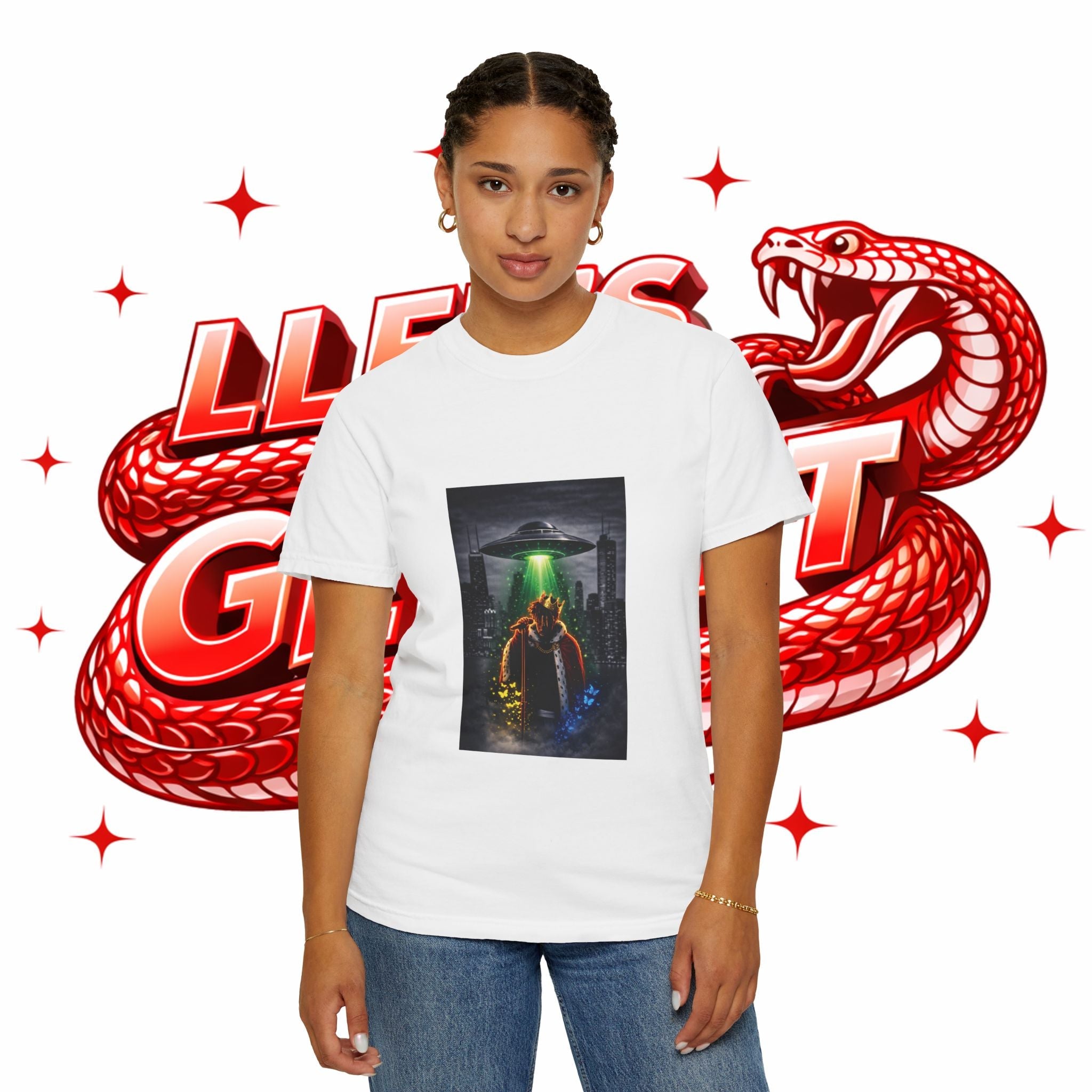 Aliens Kidnaping JuiceWRLD T-Shirt — Neon UFO Chicagon Tee